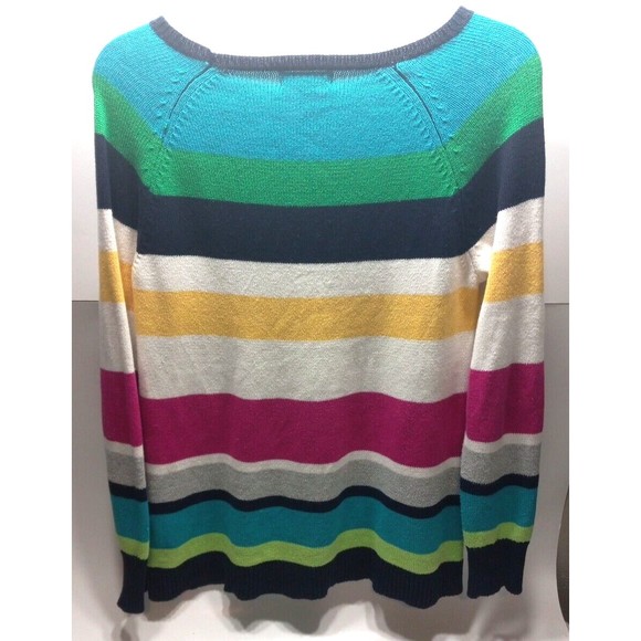 American Living Size Small Multicolor Striped Long Sleeve Sweater Cotton Blend - Picture 4 of 8